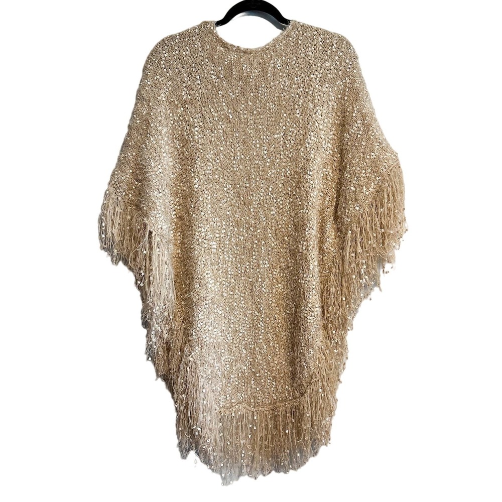 Muche & Muchette  Opa Bouclé Fringe Glam Rose Gold Cardigan Shawl One Size - Picture 5 of 14